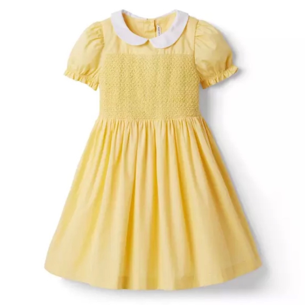 NWT - Janie and Jack - The Charlotte Smocked Dress - Golden Haze - Size 7